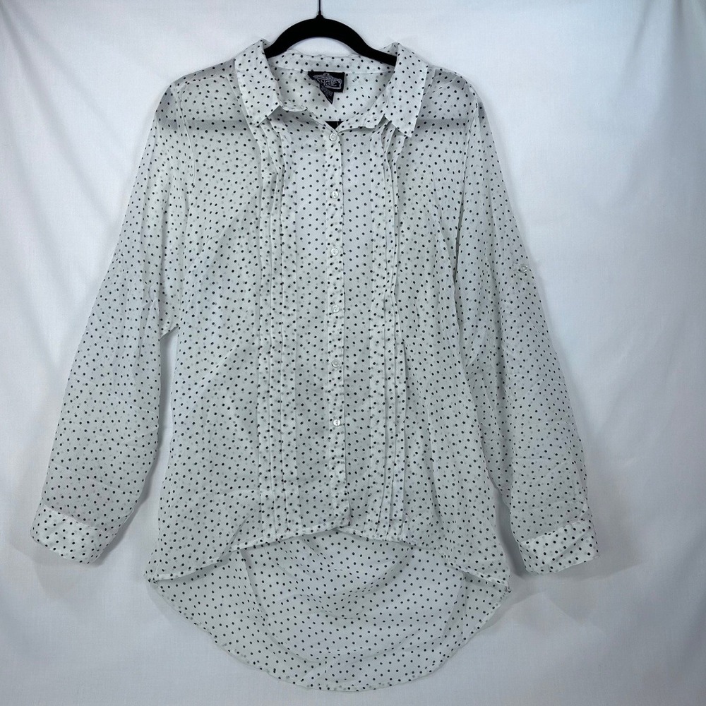 NWT Vintage Angie Polka Dot Open Back Blouse – Y2K Sheer Pinup Top (L)
